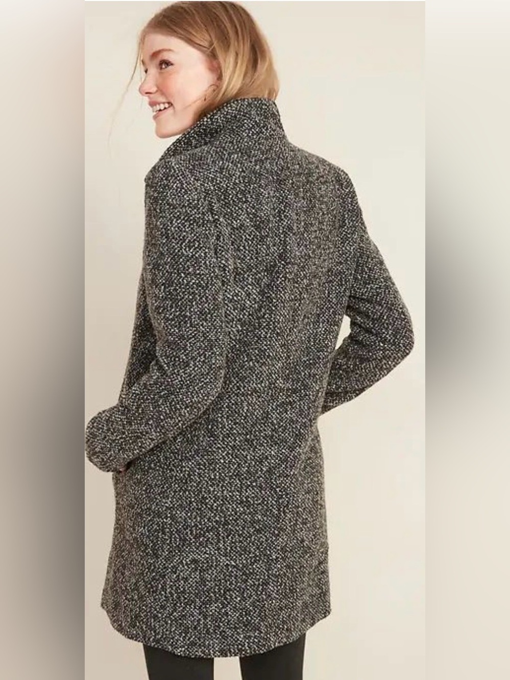 Women’s Grey Tweed Zip-Front Coat